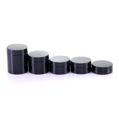 Wholesale PET Black  Round Shape Plastic Container Jar with Black Lid for Lotion Creams Toners lip Balms Makeup Samples