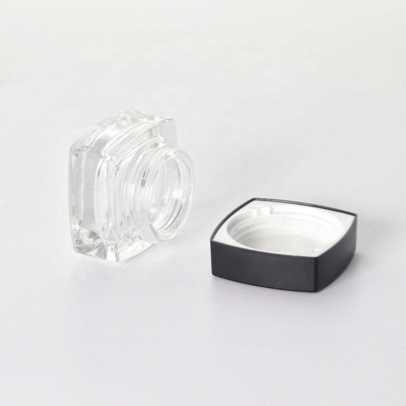5ml square glass cream container wholesale very small pressed glass jar for skin care eye cream storage