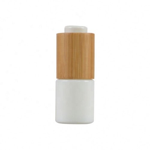30Ml Opal White  Glass  Bottle Dropper Bottle With Bamboo Cap