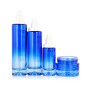 Customized Painted Blue Skin Care Cosmetic Sets 100ml 120ml 30ml 50g Face Toner Serum Glass Bottles And Jars