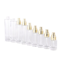 20ml 30ml 60ml 100ml 120ml 150ml Clear skincare packaging and cosmetic glass toner foundation or lotion pump bottle container