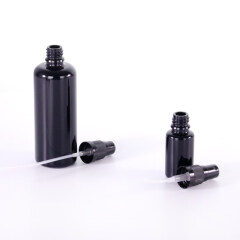Hot selling cosmetic dropper glass perfume spray bottle,cosmetic black cream glass jar and glass bottle