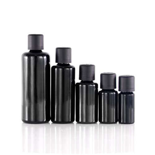 Custom cosmetic dark violet screw cap glass essential oil bottle