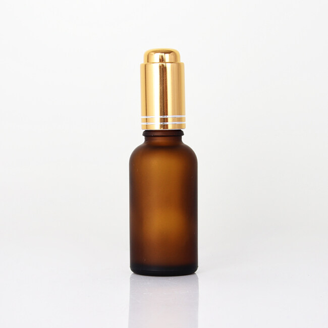 Transparent frosted essential oil bottle amber glass plastic head dropper bottle cosmetic dispensing bottle