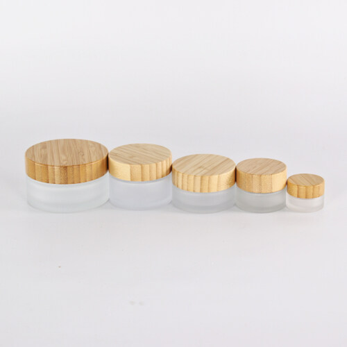 50g 100g skincare face cream glass jar ,different size cosmetic container bamboo lid for glass jar