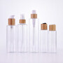 Real bamboo wooden pump lid for transparent pet plastic spray pump cosmetic bottle with nozzle Bamboo wooden lid