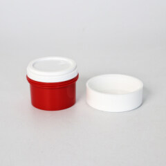 Wholesale 50g plastic cream jar red color with white caps for skin care cream cosmetic containers and packages