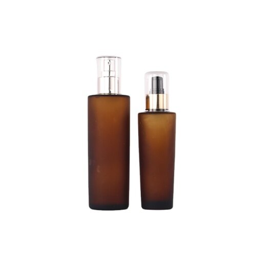 120ml 210ml amber cosmetic frosted glass lotion pump bottle
