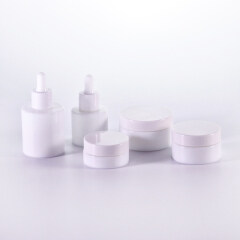 Luxury Packing set 30ml 60ml Opal White Glass Lotion Pump Cosmetic Bottle,15g 30g 50g wide mouth cosmetic white glass jar