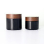 big capaicty 100g 200g black cosmetic jar with ashtree wooden cap for skin care cream