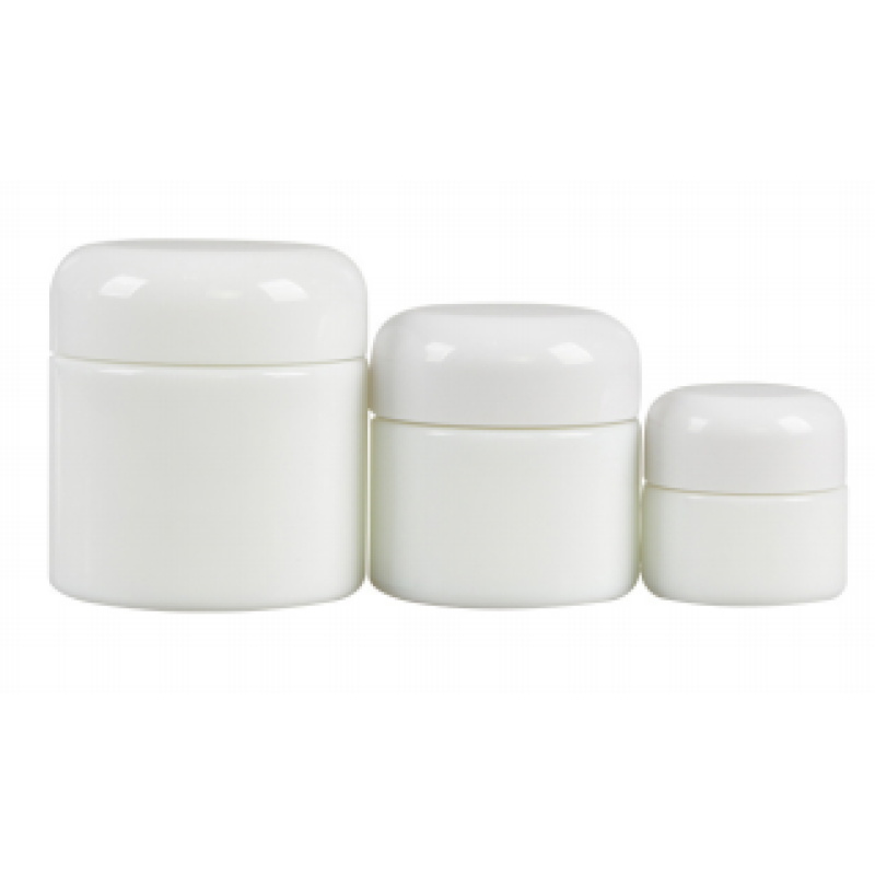 Small size opal white glass jar with white lid white glass cream jar with child resistant lid