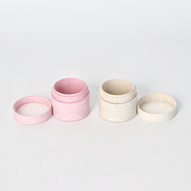 Recyclable wheat biodegradable cosmetic containers 1oz 2oz 3oz 8oz Primary Yellow blue pink straw cosmetic cream jar