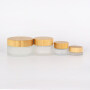 Eco friendly cosmetic packaging cosmetic glass jar with bamboo lid 100g glass cosmetic jar real bamboo