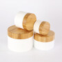 Hot 15ml 30ml 50ml 100ml 150ml 200ml 250ml white PP plastic cosmetic cream jar with bamboo wooden lid