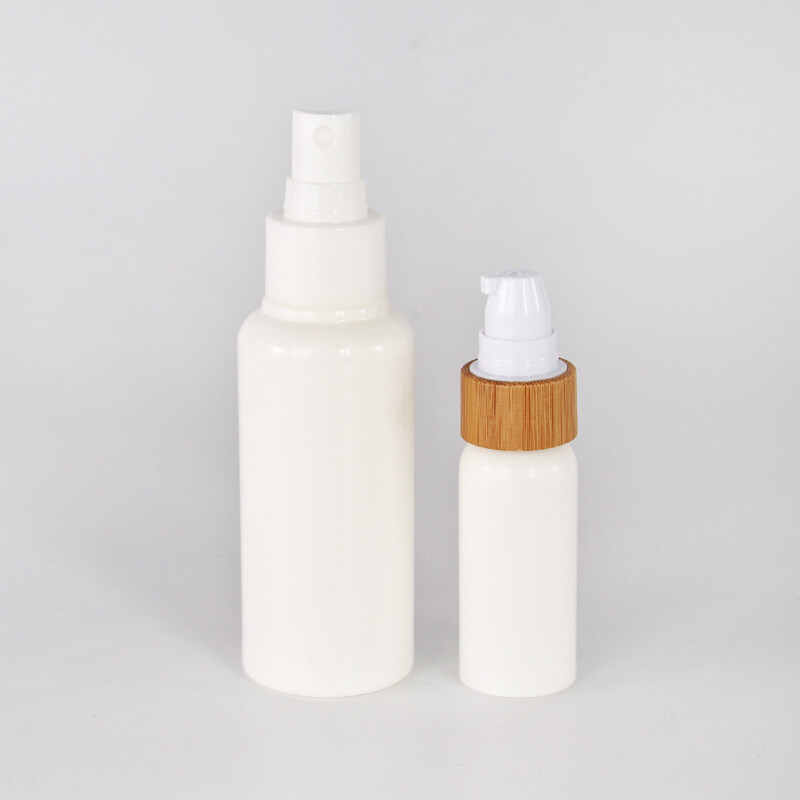 30ml 150ml 200ml white plastic material skin care  bottle plastic empty package with bamboo lid wholesale