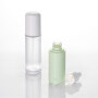 Hot selling painted green plastic skin care bottles with lotion pumps plastic droppers bottles with white cap cosmetic container