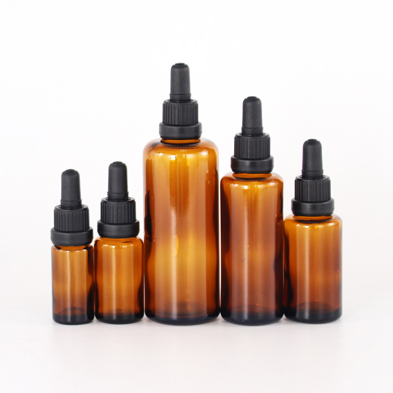 10ml 20ml 30ml Amber Glass Dropper Bottles Essential Oil Bottle Customize 30ml 50ml Brown Cosmetic Bottle