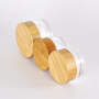 Personal skin care packing 15g 30g 50g 100g plastic cylinder container acrylic cream jars pot with bamboo wooden lid