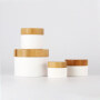 50g clear cosmetic cream jar with wood grain bamboo lid glass empty bottle skin cream packaging container