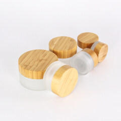 High quality Hot model 5ml 15ml 30ml 50ml 100ml clear frosted glass jar with bamboo wood lid