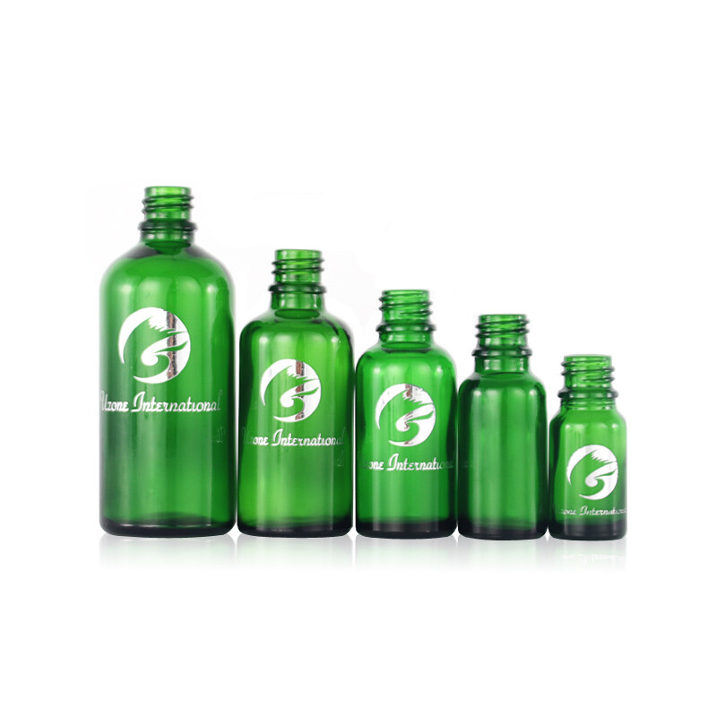 10ml 20ml 30ml 50ml 100ml green glass cosmetic packaging dropper or lotion bottle set