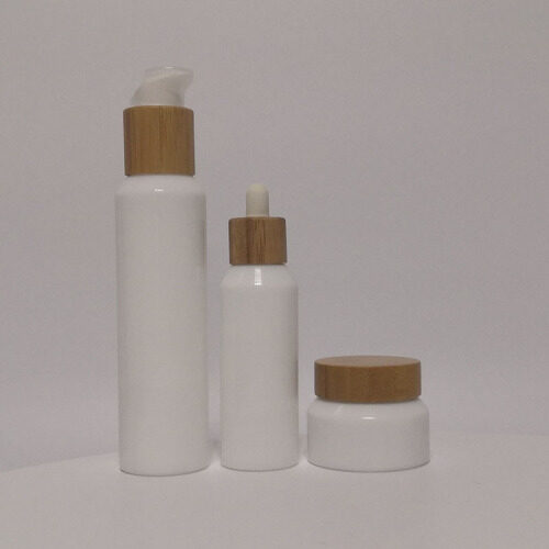 30ml 50ml 100ml glass bamboo pump bottle bamboo lid bamboo glass cosmetic bottle cream jar