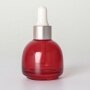 Red glass serum bottle with green dropper bulb shape small size essential oil bottle customization