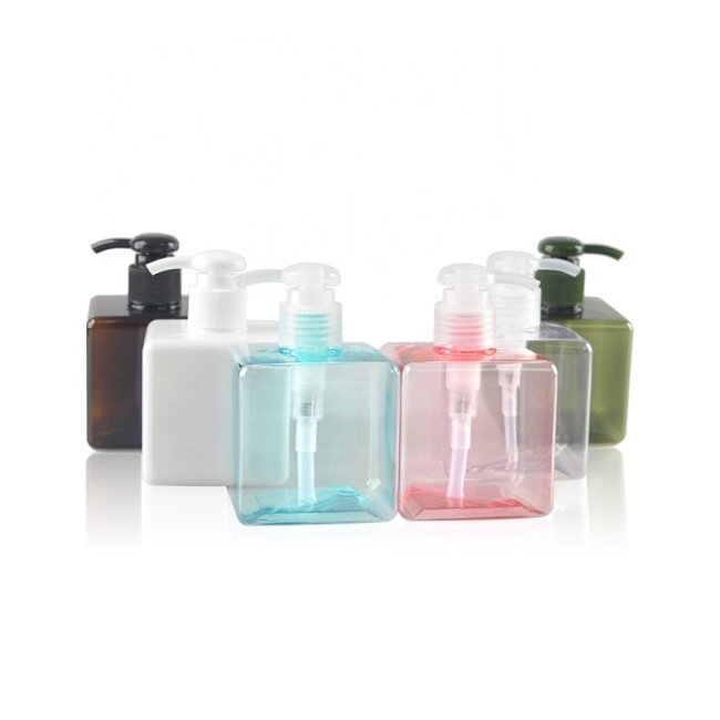 Wholesale 500ml square hand pump foam soap dispensers bottle pet lotion pump bottle for plastic cosmetic packaging with sprayer