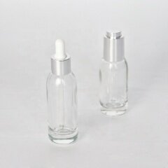 40ml glass dropper bottles with silver collar cap cosmetic essential oil glass bottles  empty cosmetic containers and packages