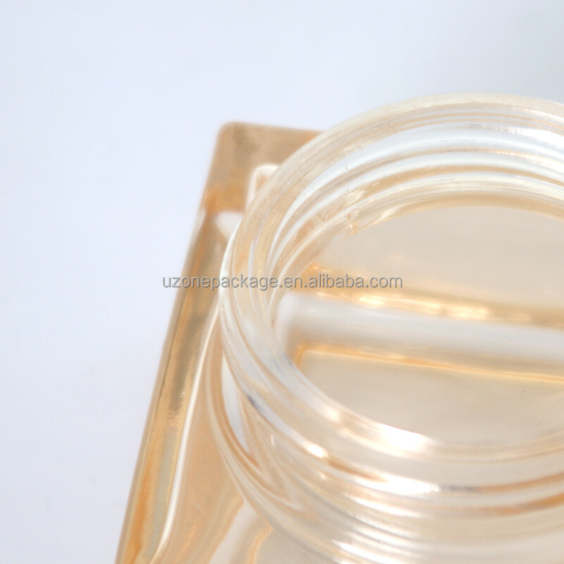 50ml square cream jar with champagne lid and pump nice skin care cream jar with thick bottom