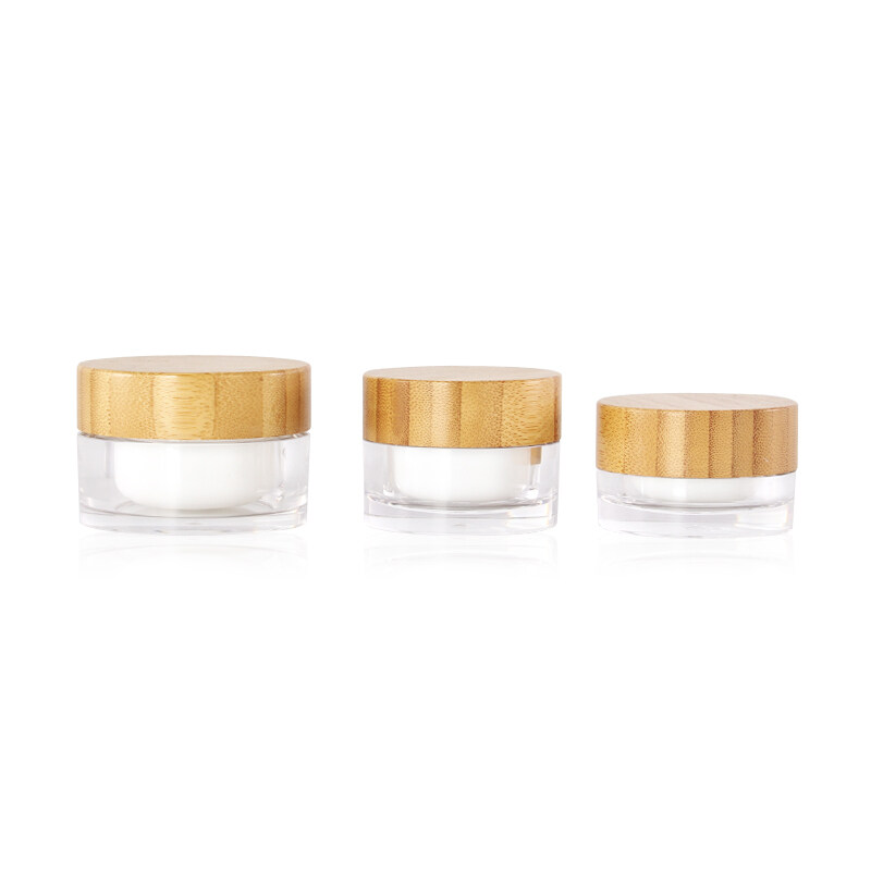 15g 30g 50g plastic acrylic cream cosmetic jar with bamboo lid
