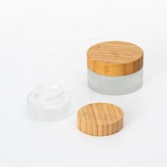 hot sale  bamboo glass cosmetic packaging with bamboo lid