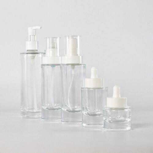 Thick Bottom Transparent Skin Care Set Empty Glass Cosmetic Bottle Empty Cream Essence Oil Bottle