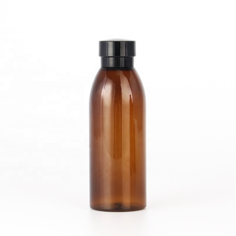 Amber PET plastic cosmetic bottle and jar container