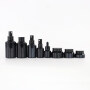 Wholesale frosted black cosmetic glass bottle and jar pump bottle for lotion serum cream full set