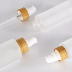 Frosted Glass Fine Mist Atomizer Empty Glass Perfume Essential Oil Spray Bottle With Real Wooden Bamboo Pump Head