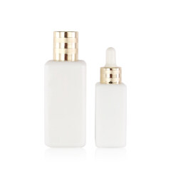 40ml 120ml opal white square dropper or toner cosmetic glass bottle