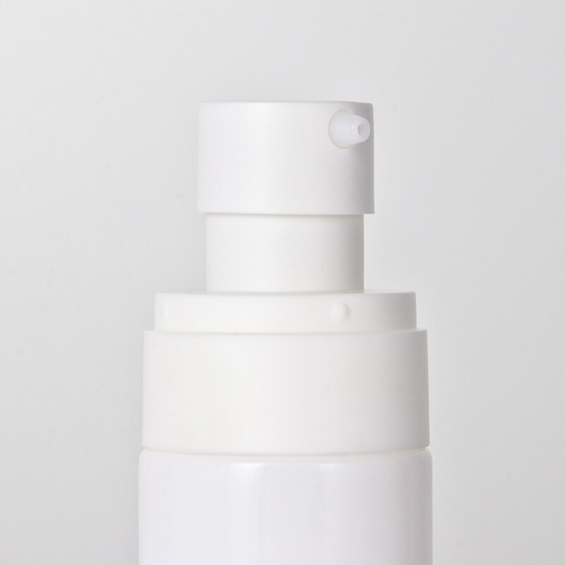 Ready to ship 50ml round shape opal white glass bottle with white lotion pump and white cap for cosmetic skincare