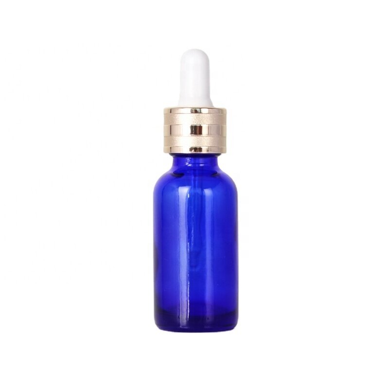 30mL Cobalt Blue Luxury Serum Bottle with Gold Dropper Cap