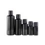 Black round cosmetic essential oil dropper glass bottle with screw top set