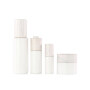 Opal white glass cosmetic packaging essential oil dropper or lotion bottle and cream jar with wooden lid