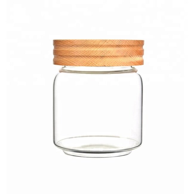Beech  lid for glass food storage jar for kitchen glass storage jar