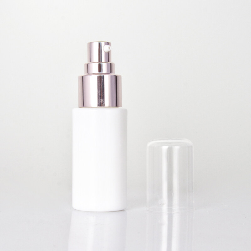 ready to ship 30ml opal white glass bottle with rose golden lotion pump