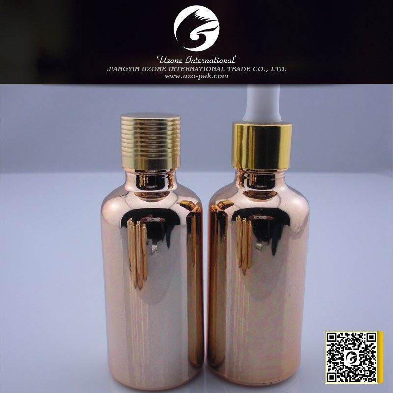 10ML 15ML 30ML  50ML 100ML UV gold glass essential oil bottles with dropper