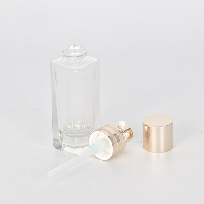 20ml square shape heavy bottom glass bottle with dropper or lotion pump