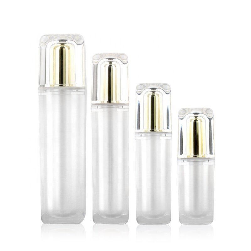 New arrival square pearl white acrylic jars and bottles for cosmetics