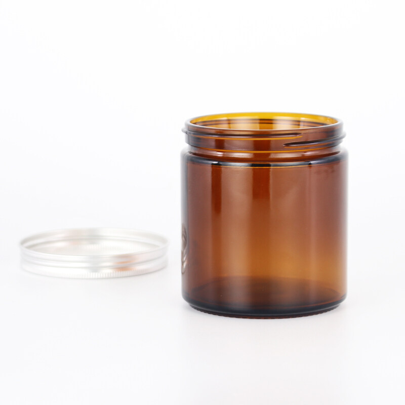 250g 500g custom empty amber glass jar with aluminum lid