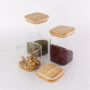 Square Canisters Glass Kitchen Canister with Airtight Bamboo Lid Glass Storage