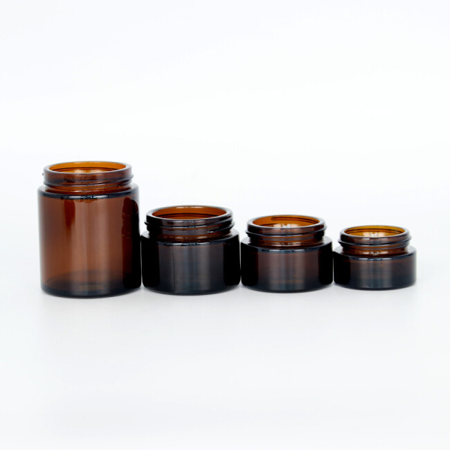 Hot selling 20g 30g 50g 100g  amber glass cream jars brown color glass jar high quality for skin care products