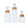 Good sell PET plastic white bottle with bamboo pump for shampoo